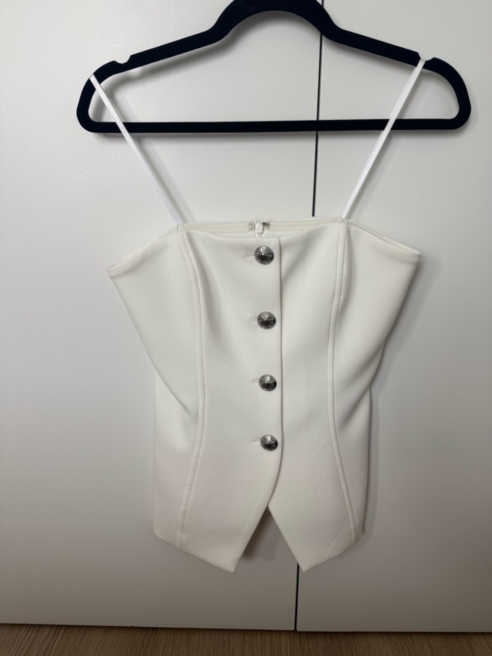 Veronica Beard White Vest Top with silver buttons
